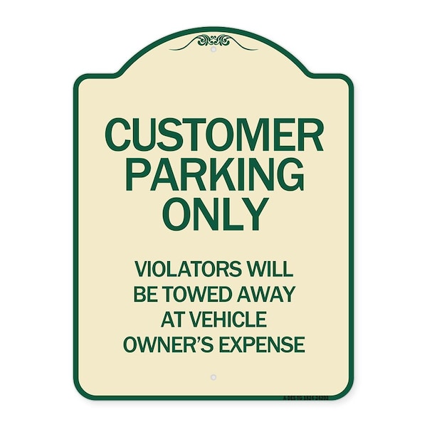 Signmission Customer Parking Violators Towed Away Vehicle Owners Expense Alum Sign, 18" L, 24" H, TG-1824-24202 A-DES-TG-1824-24202 - main